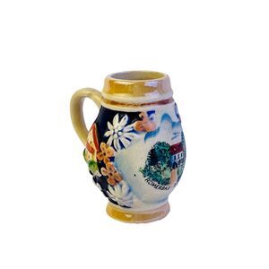 VTG German Beer Stein Mug Mini Romerbad Gogging 3in Pottery Ceramic